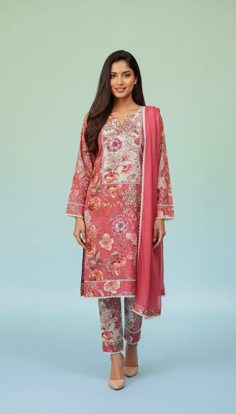 Floral Stitched Salwar Suit SD0077 PINK view 8