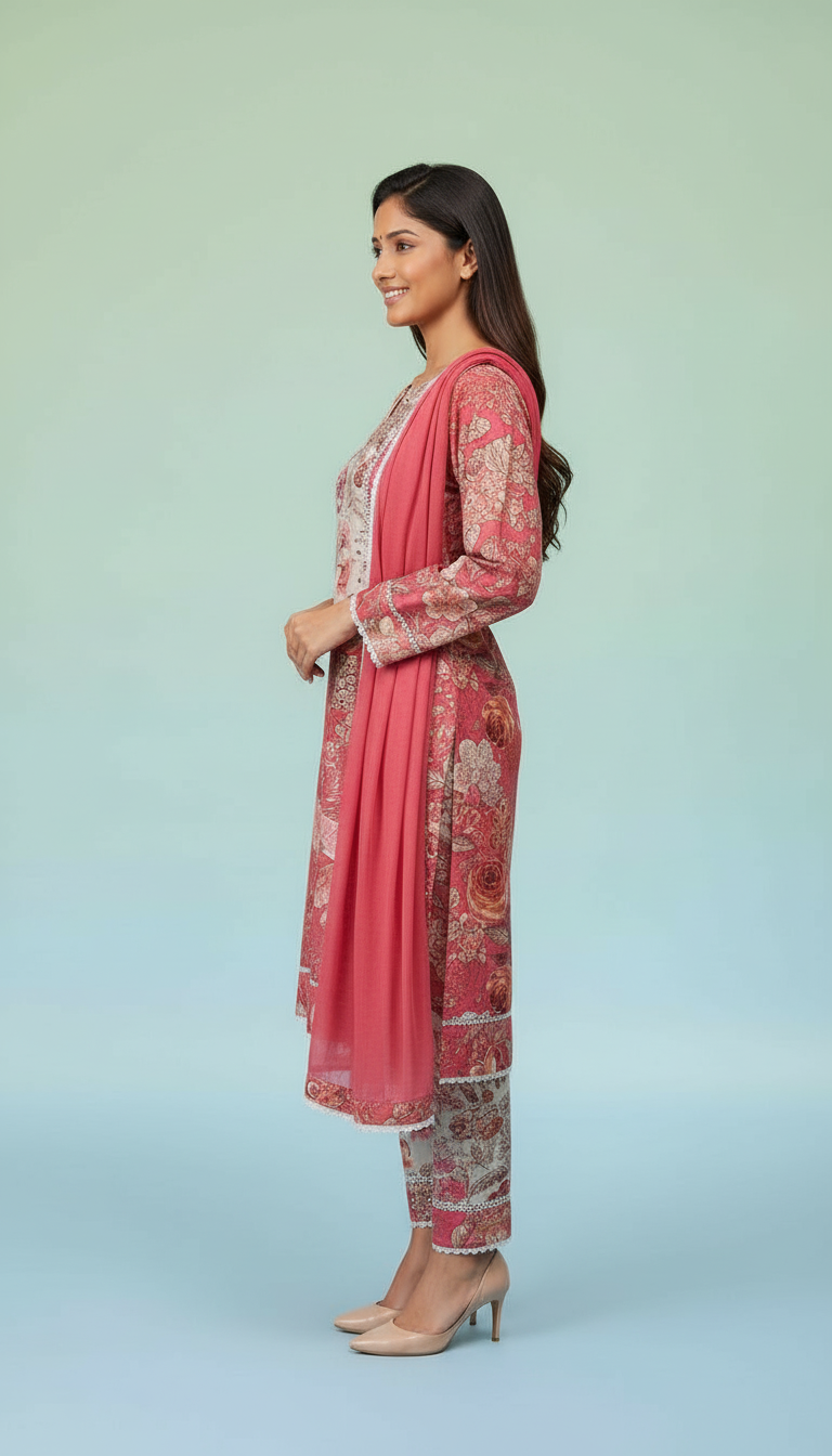 Floral Stitched Salwar Suit SD0077 PINK view 4