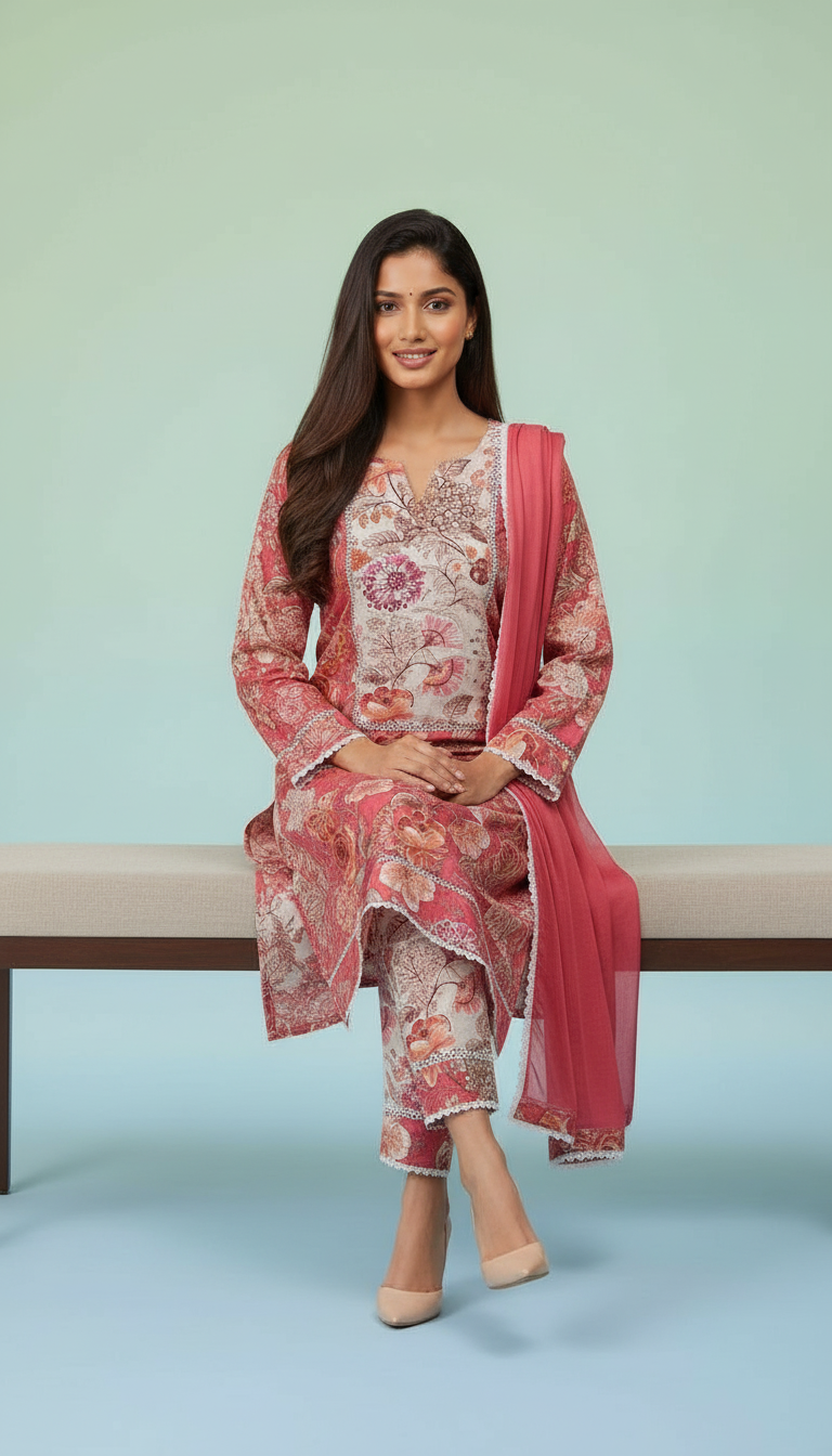 Floral Stitched Salwar Suit SD0077 PINK view 7