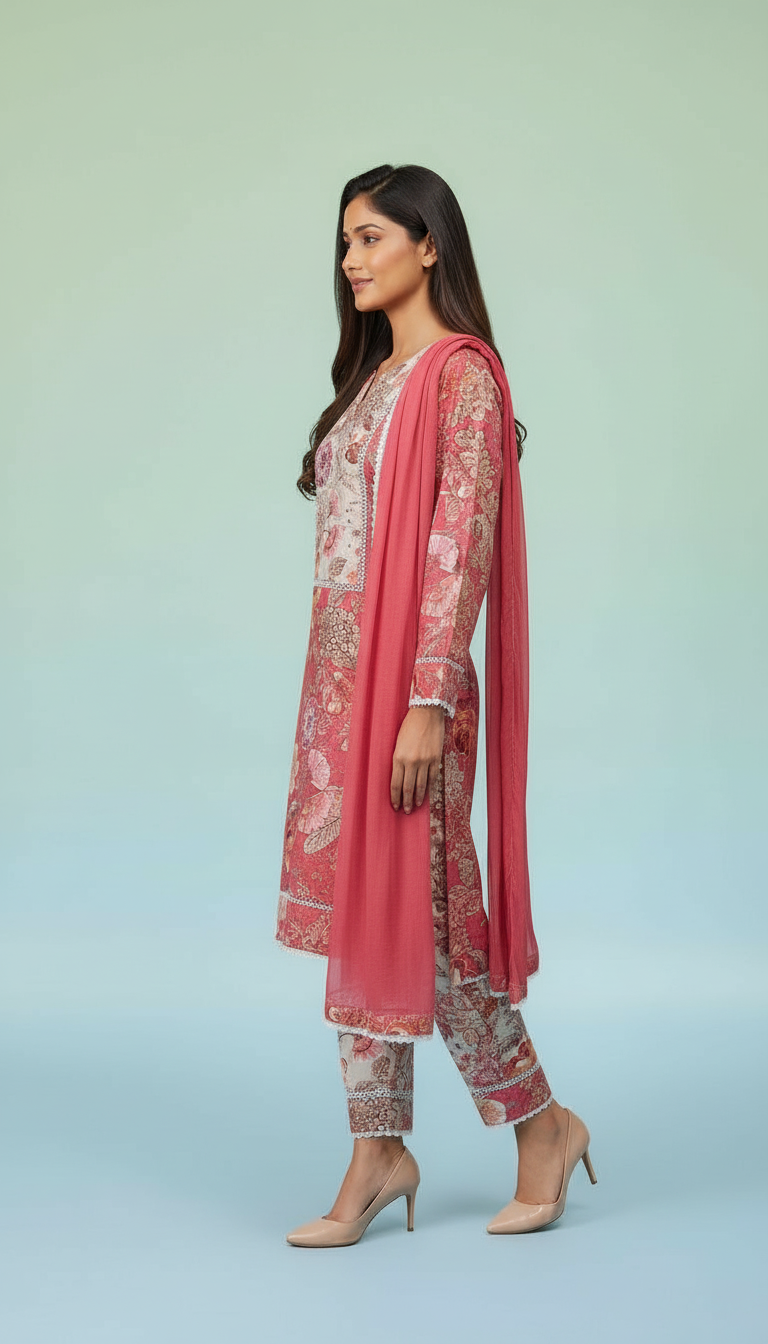 Floral Stitched Salwar Suit SD0077 PINK view 3