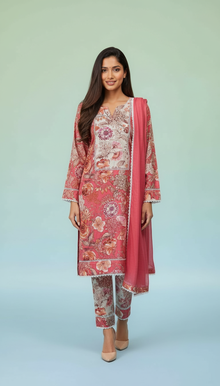 Floral Stitched Salwar Suit SD0077 PINK view 6