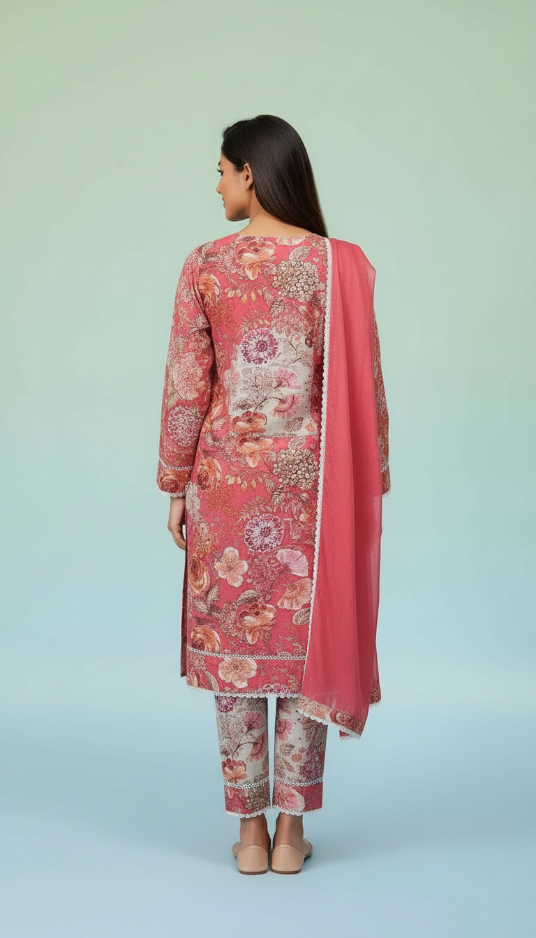 Floral Stitched Salwar Suit SD0077 PINK view 5