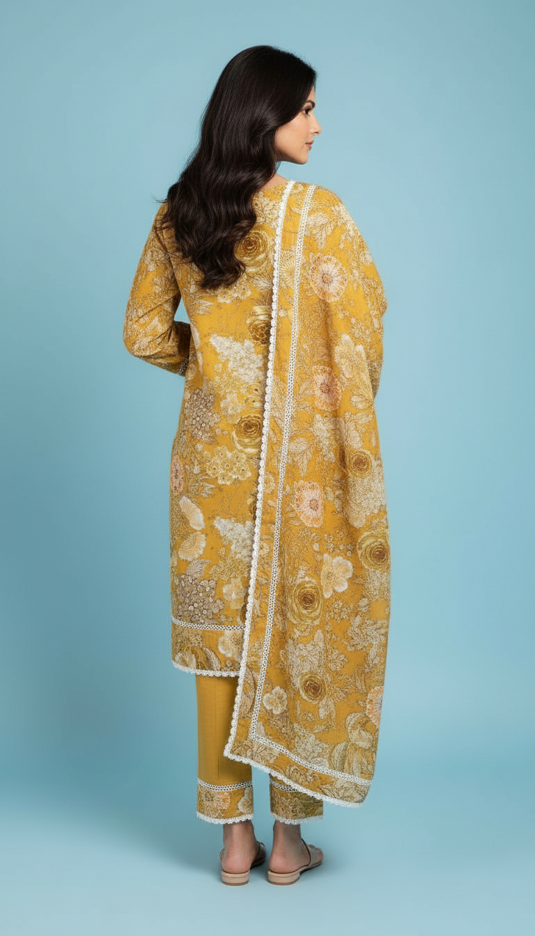 Floral Stitched Suit SD0077 YELLOW view 5