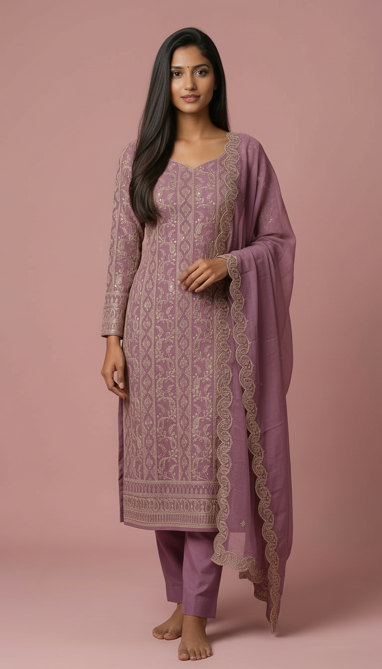 Heavy Embroidered Pure Organza Unstitched Suit - 1425 B / HC002363 view 5