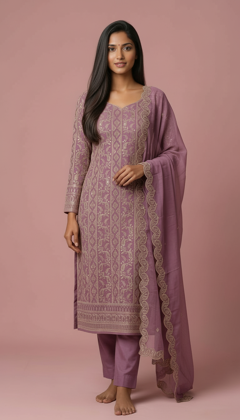 Heavy Embroidered Pure Organza Unstitched Suit - 1425 B / HC002363 view 3
