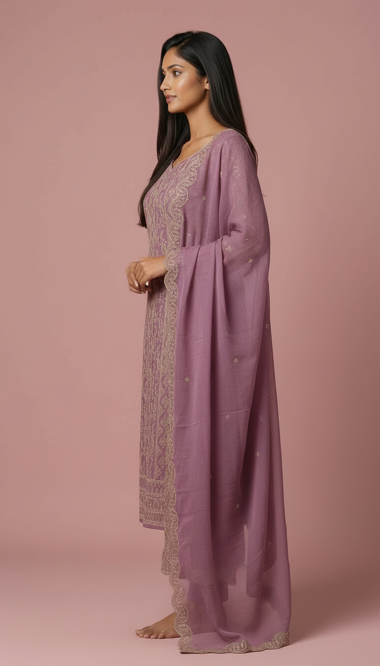 Heavy Embroidered Pure Organza Unstitched Suit - 1425 B / HC002363 view 4