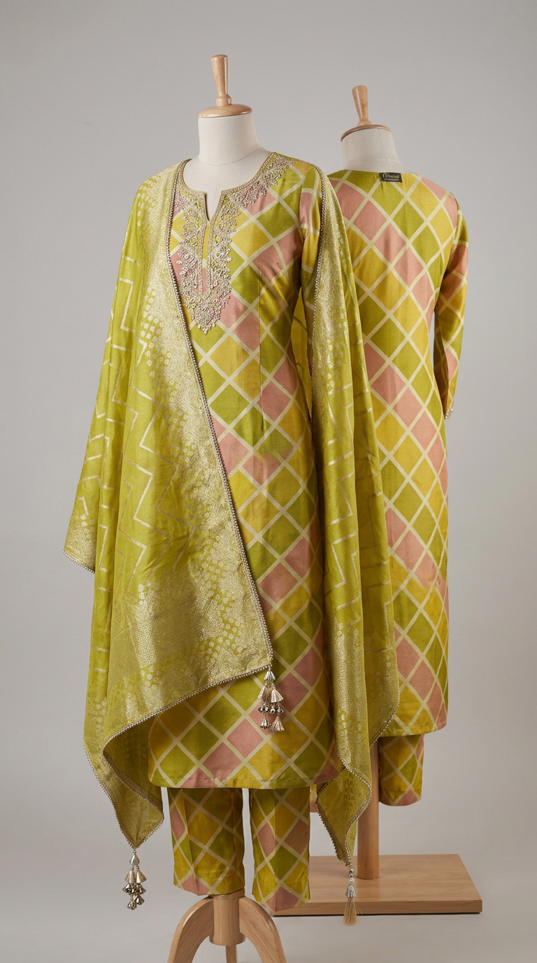 Stylish Unstitched Suit Set HC 001817 MULTI GREE  view 2