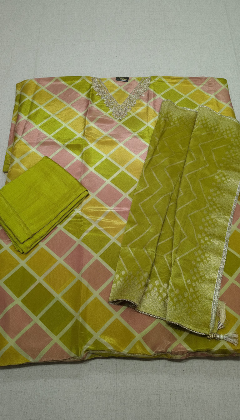 Stylish Unstitched Suit Set HC 001817 MULTI GREE  view 4