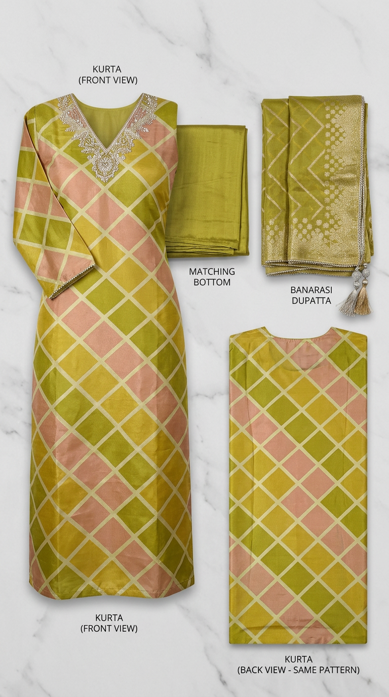 Stylish Unstitched Suit Set HC 001817 MULTI GREE  view 3