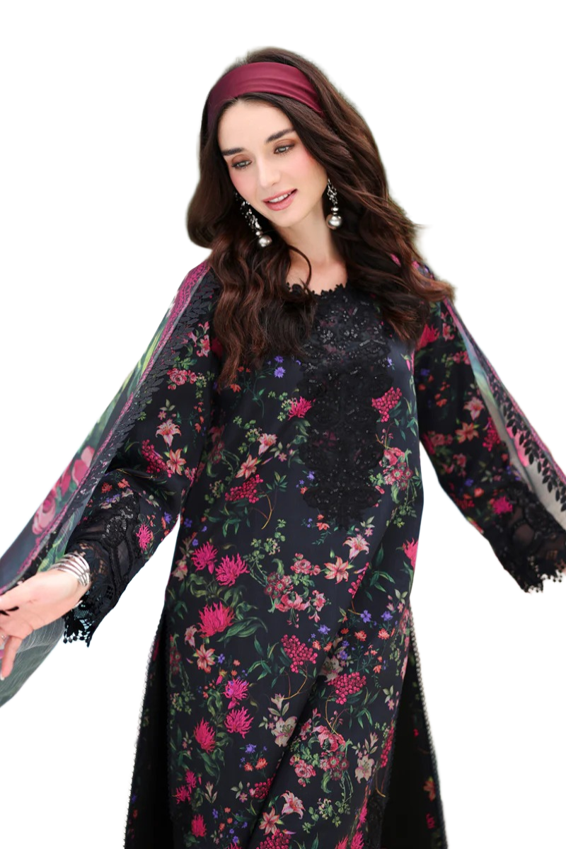 Rang Rasiya Lifestyle Midnight Black Lawn Embroidered Summer Suits / DF0033 view 2