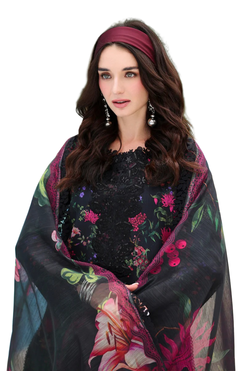 Rang Rasiya Lifestyle Midnight Black Lawn Embroidered Summer Suits / DF0033 view 3