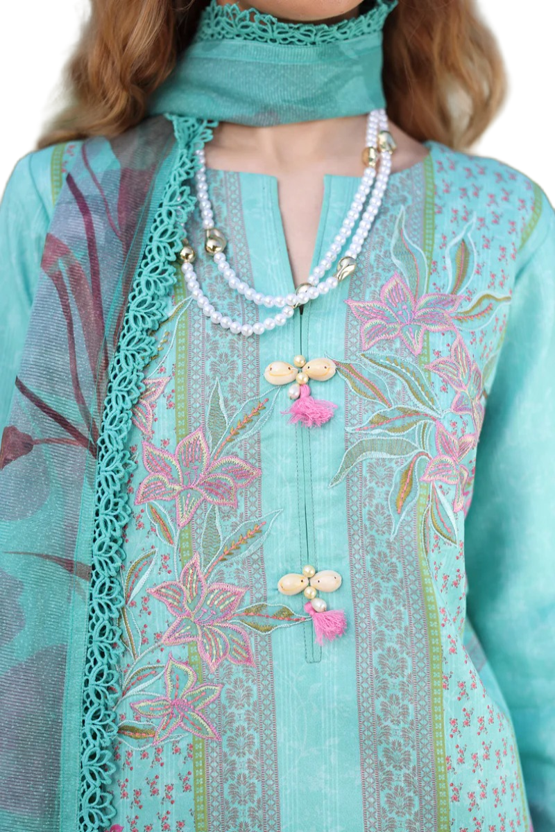 Rang Rasiya Lifestyle Aster Light Blue Lawn Embroidered Summer Suits / DF0033 view 3