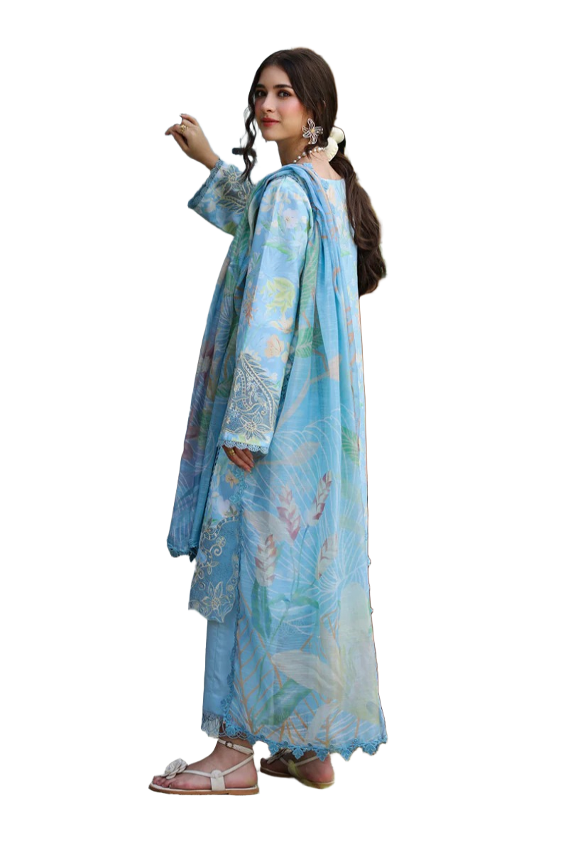 Rang Rasiya Lifestyle Gardenia Cloud Blue Lawn Embroidered Summer Suits / DF0033 view 4