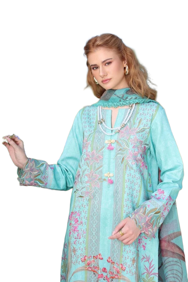 Rang Rasiya Lifestyle Aster Light Blue Lawn Embroidered Summer Suits / DF0033 view 5