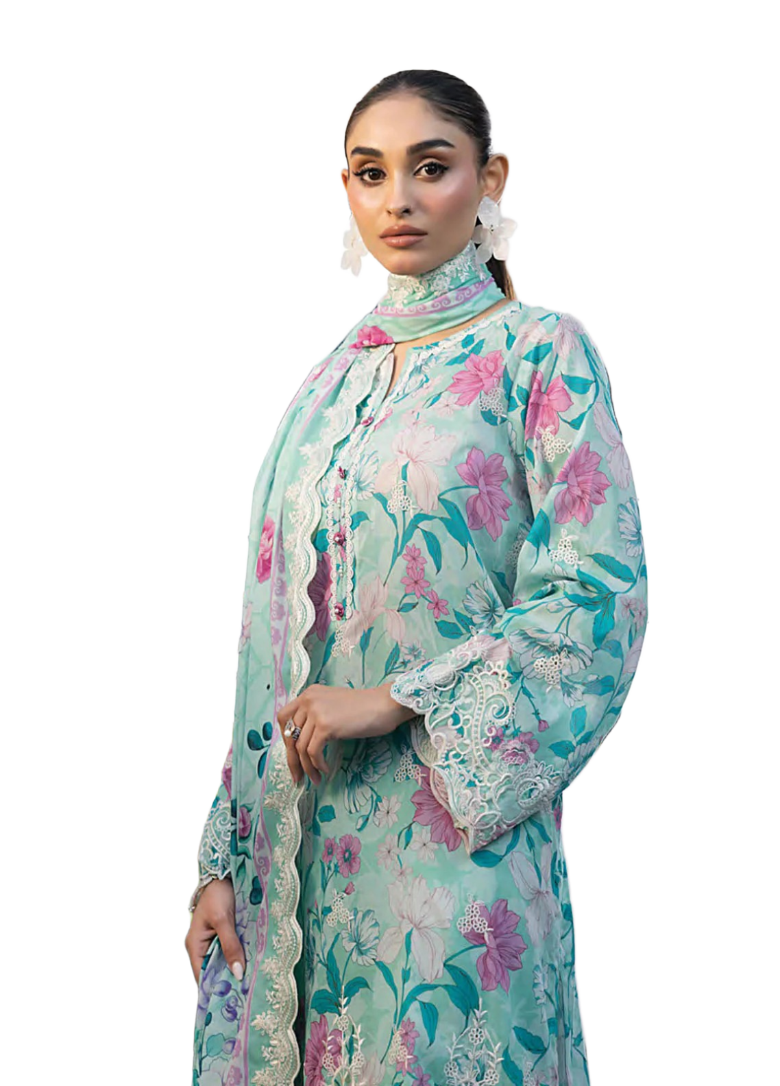 Lakhany Essentials Embroidered Lawn Unstitched 3Pc Suit LG-RK-0023/ DF0023 view 3