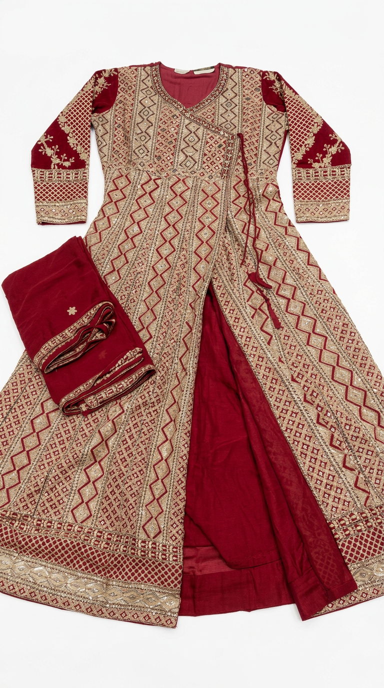 Chinon Fabric  Heavy  Embroidered Thread Work Anarkali Gown / 7818 - A / HC00970 view 2