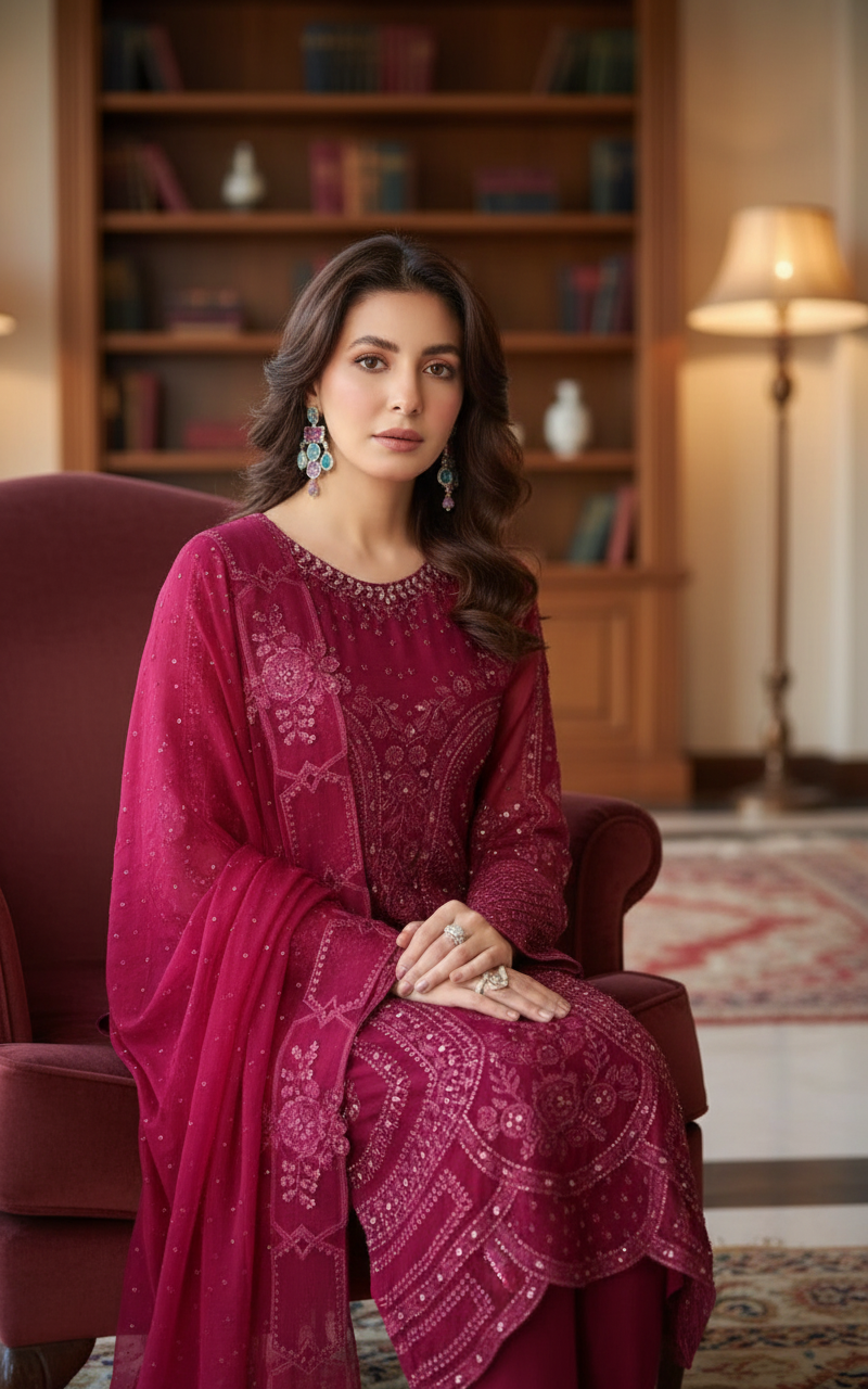 ARFA BY NOOR'S | LUXURY SEMI-STITCHED CHIFFON | D-06 / DF0027 view 5