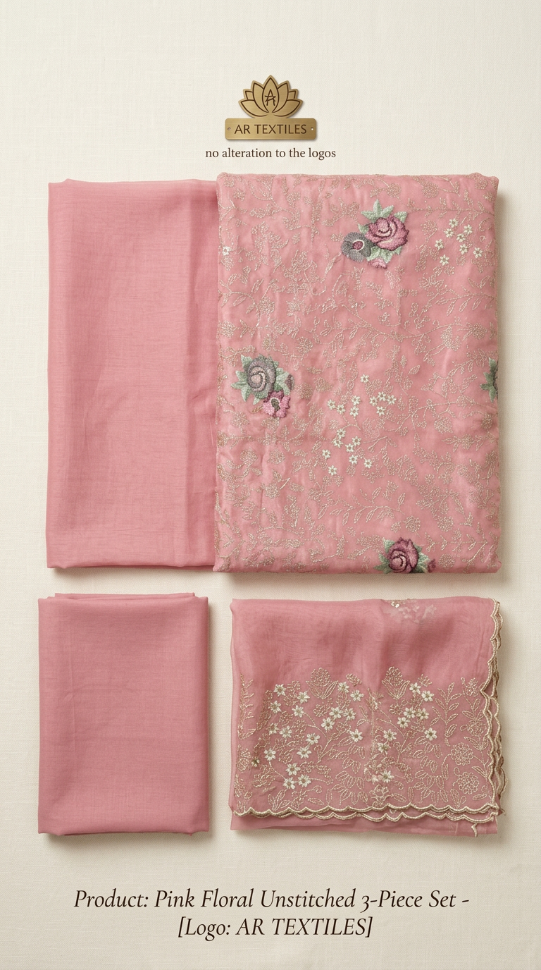 Heavy Embroidered Reshm Work Suit -  Baby Pink / HC001798 view 5