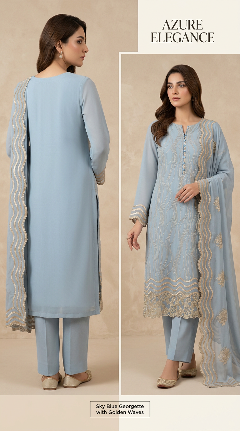 Squence Embroidered Pure Organza Unstitch Suit 5763- A  / SD00156 view 3