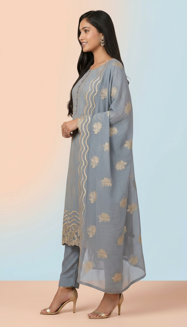 Squence Embroidered Pure Organza Unstitch Suit 5763- A  / SD00156 view 2