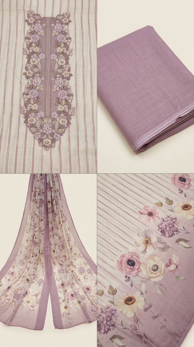 Pure Soft Muslim Printed Suit - 2212 - B / HC001941 view 5