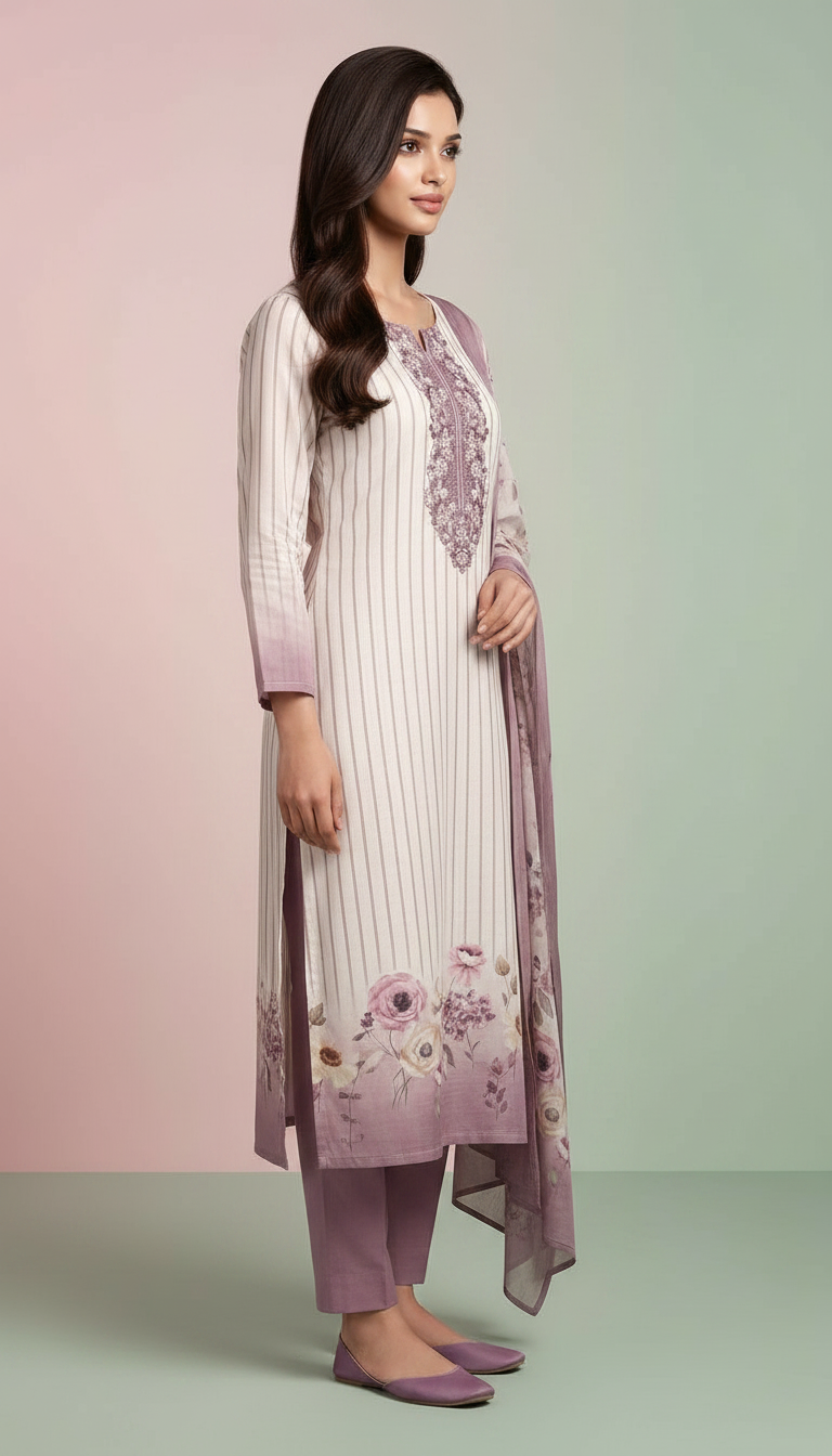 Pure Soft Muslim Printed Suit - 2212 - B / HC001941 view 2