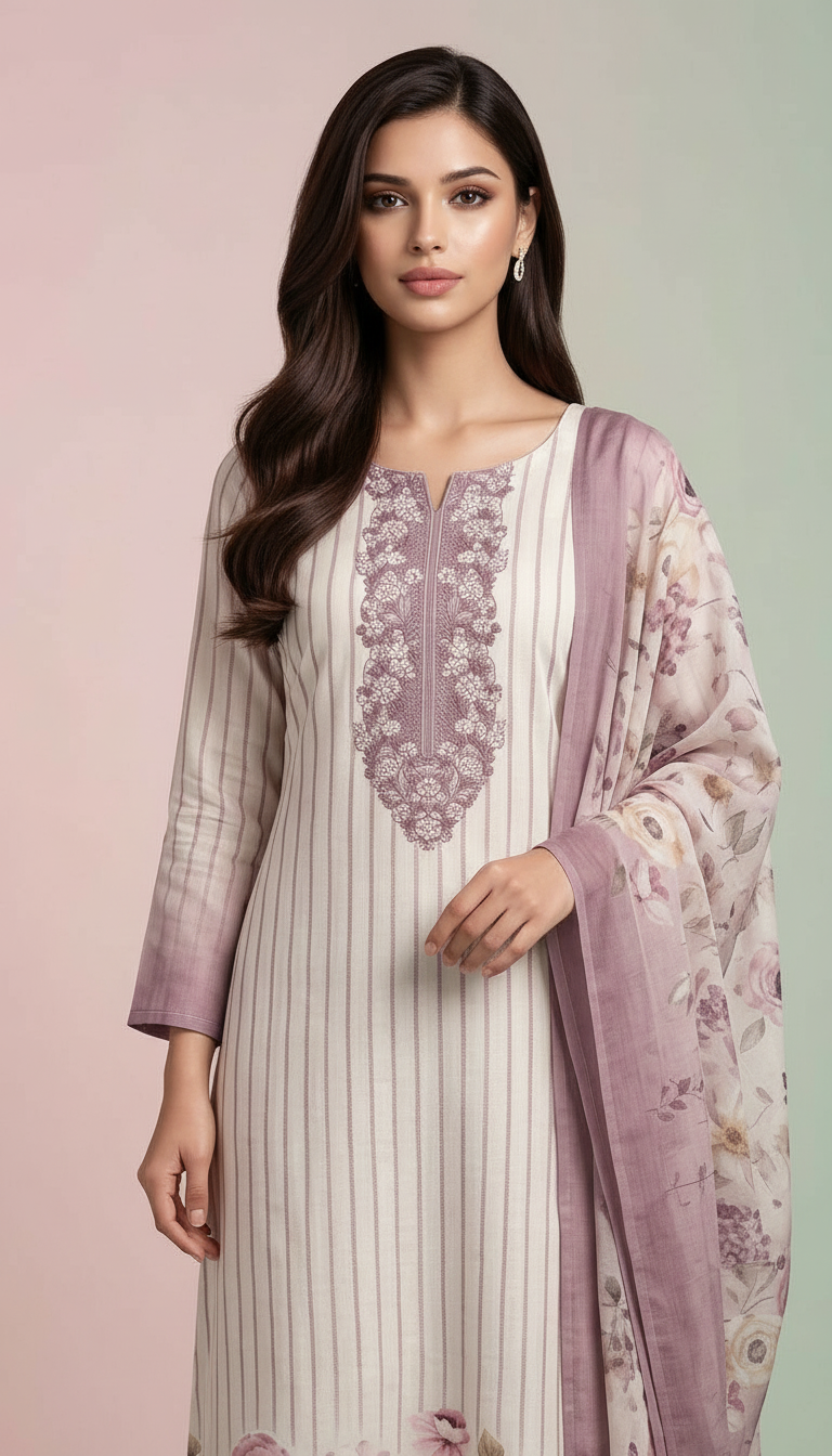 Pure Soft Muslim Printed Suit - 2212 - B / HC001941 view 3