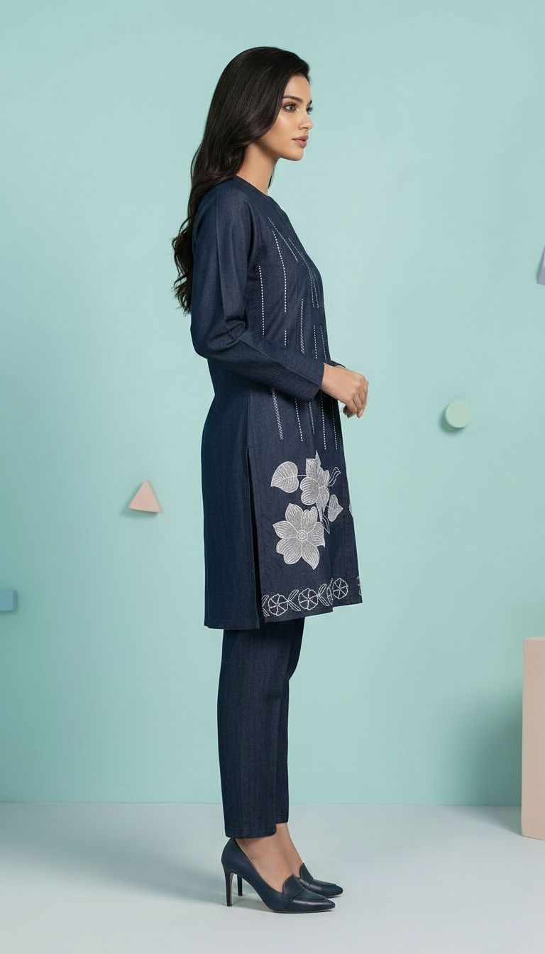 Denim Embroidered Cord Set  3243 / HC002461 view 5