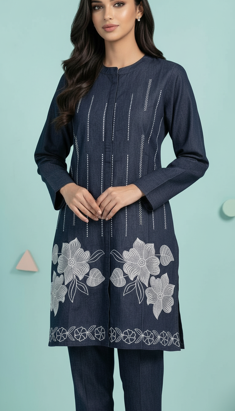 Denim Embroidered Cord Set  3243 / HC002461 view 3