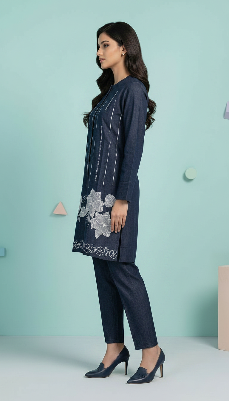 Denim Embroidered Cord Set  3243 / HC002461 view 2