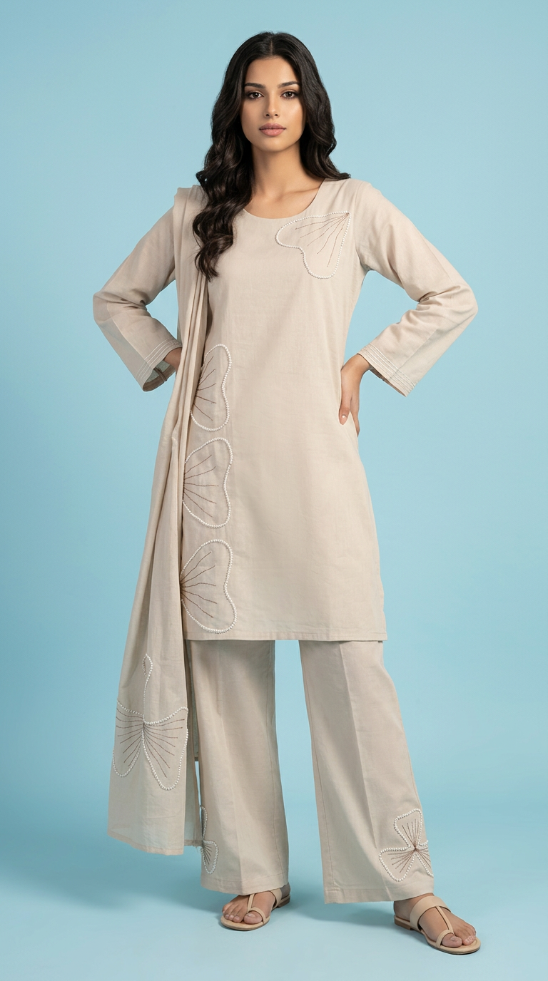 Pure Cambric Cotton Elegant Cord Set Suit A -2866/ HC002388 view 2