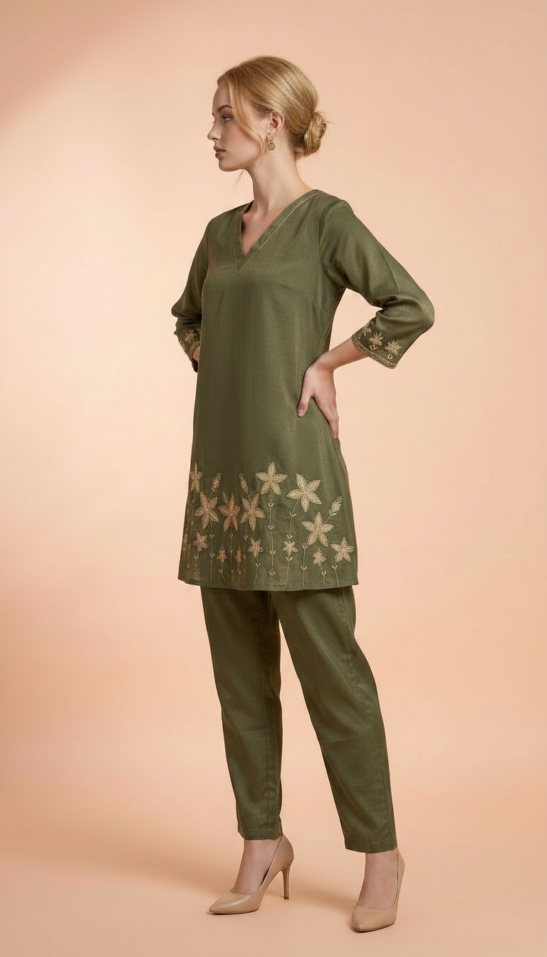 PartyWear stylish Cord Set Green Embroidered Work / HC002169 view 2
