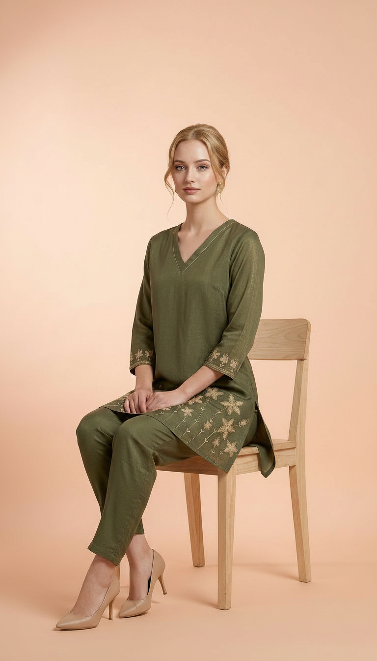PartyWear stylish Cord Set Green Embroidered Work / HC002169 view 5