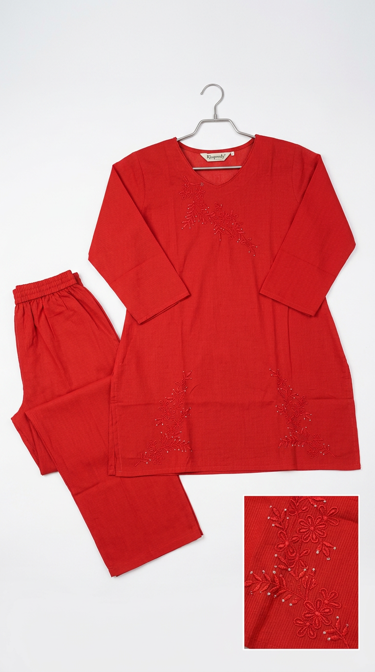 Elegant Rust Embroidered Cord Set / HC002380 view 4