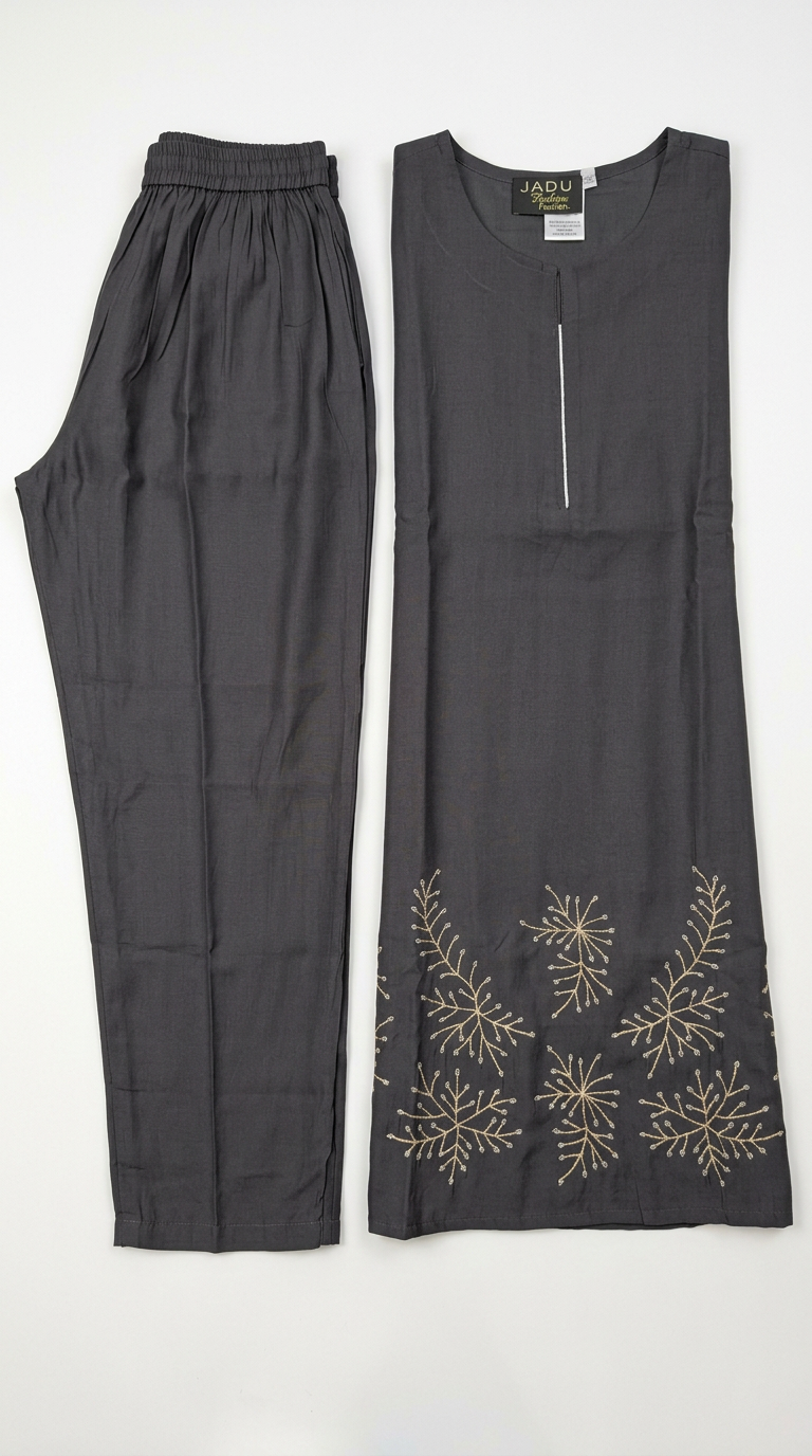 Stylish Pure Cotton Embroidered Work Cord Set / HC002379 view 5