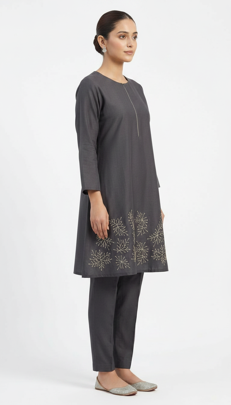 Stylish Pure Cotton Embroidered Work Cord Set / HC002379 view 2