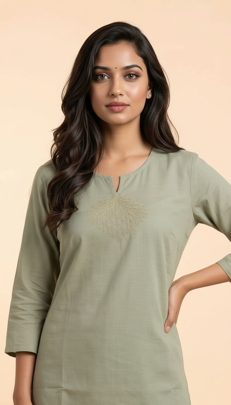 Elegant Pure Cotton Cord Set - Olive Green / HC002394 view 3