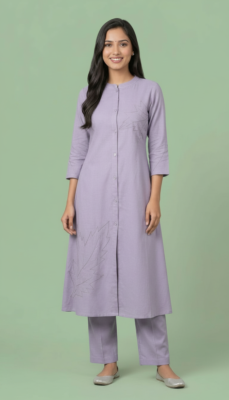 Pure Soft Cotton Embroidered Cord Suit - Purple HC002390 view 4
