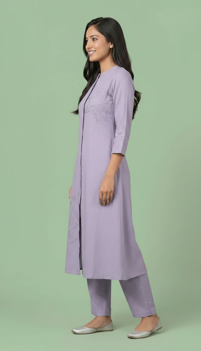 Pure Soft Cotton Embroidered Cord Suit - Purple HC002390 view 2