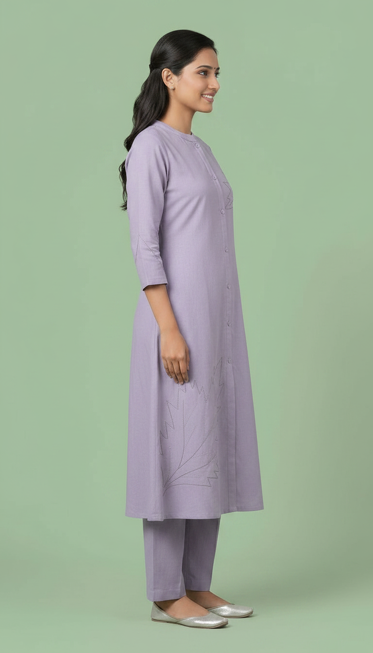 Pure Soft Cotton Embroidered Cord Suit - Purple HC002390 view 3