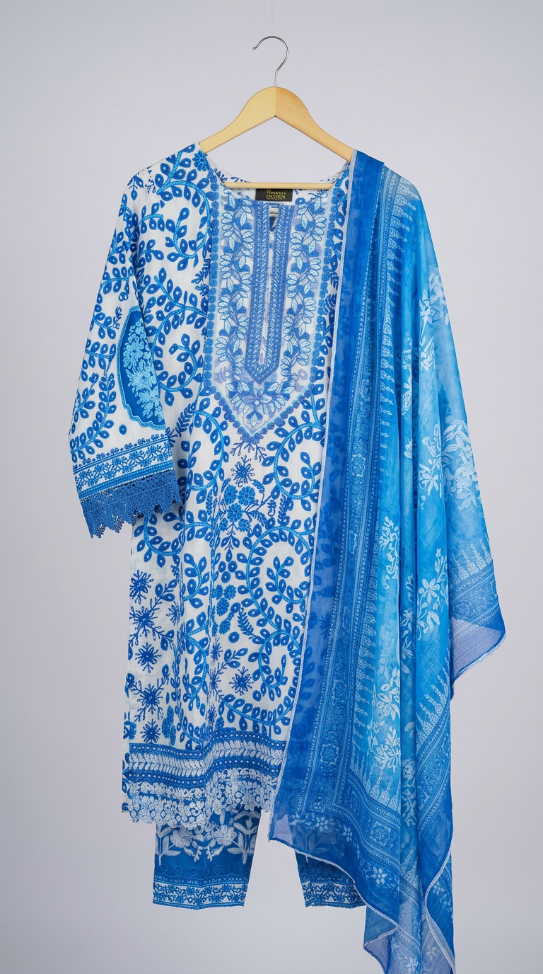 Lawn Embroidered Stitch Suit Royel Blue - / HC001971 view 5