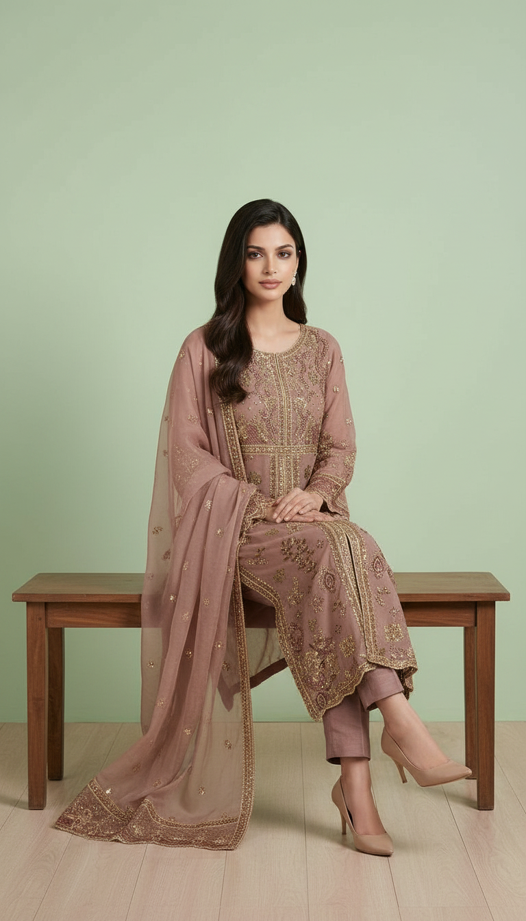 Emaan Adeel Ishq-e-Aatish Luxury Chiffon Stitch Embroidered Suit view 4