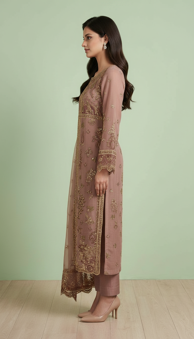 Emaan Adeel Ishq-e-Aatish Luxury Chiffon Stitch Embroidered Suit view 3