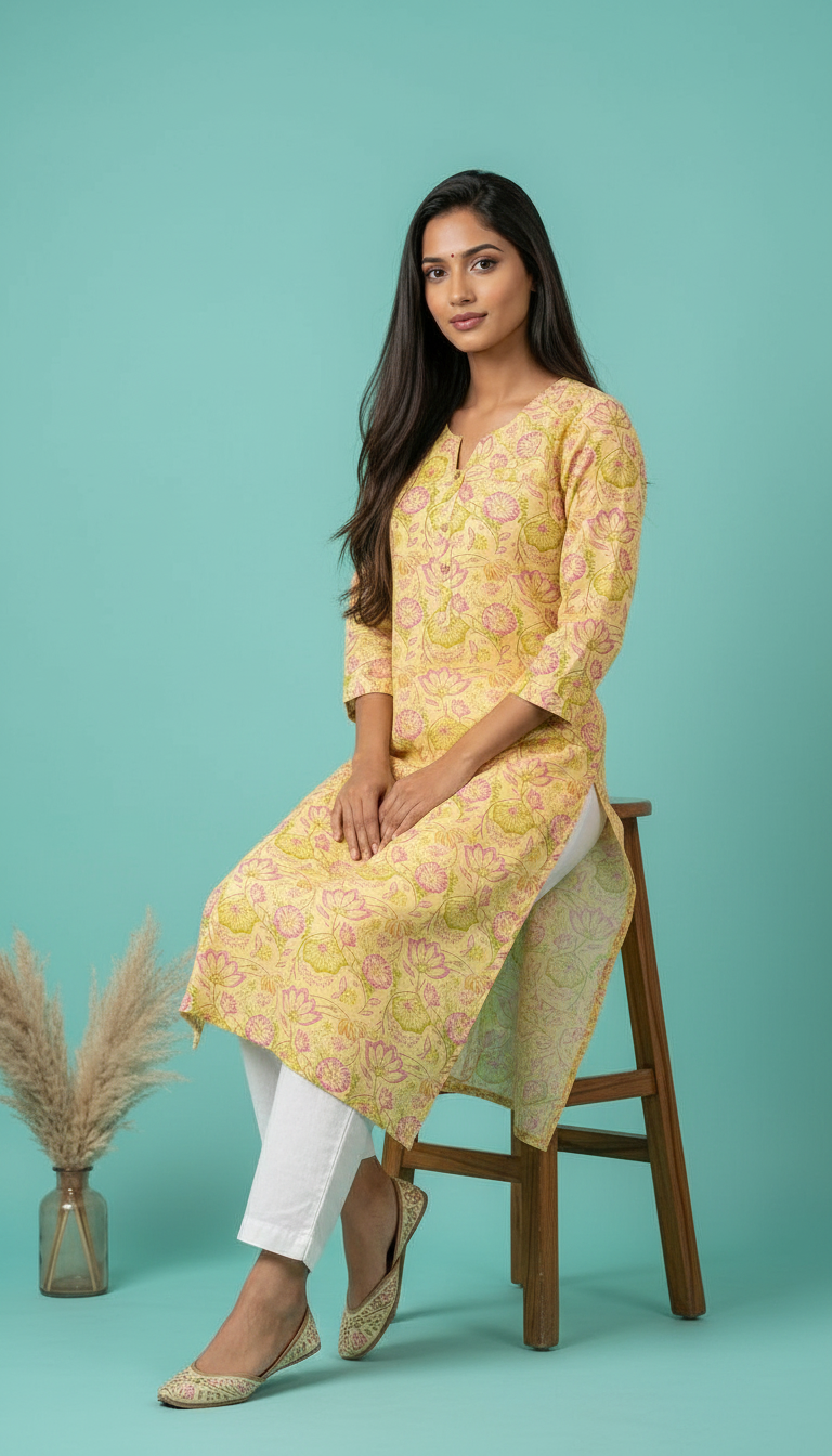 Printed Lawn Cotton Kurti view 5