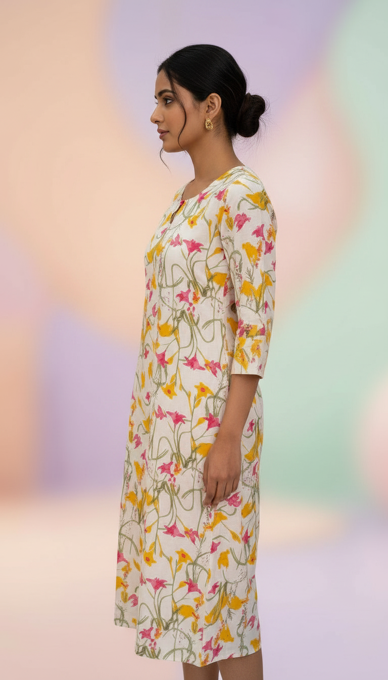 Floral Printed Cotton Kurta view 2