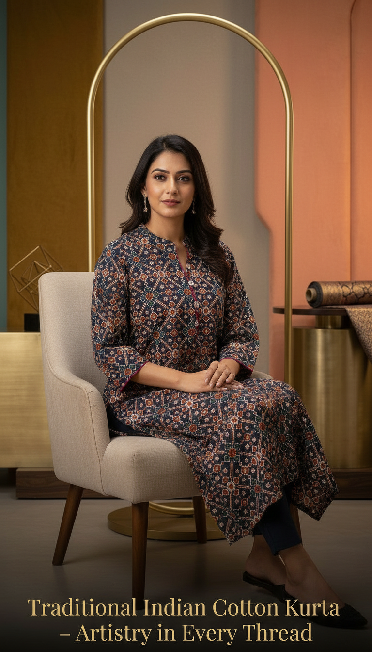 Traditional Indian Cotton Kurti view 2