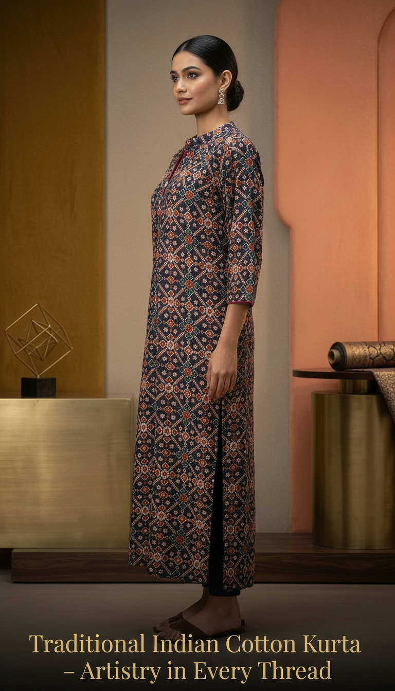 Traditional Indian Cotton Kurti view 4