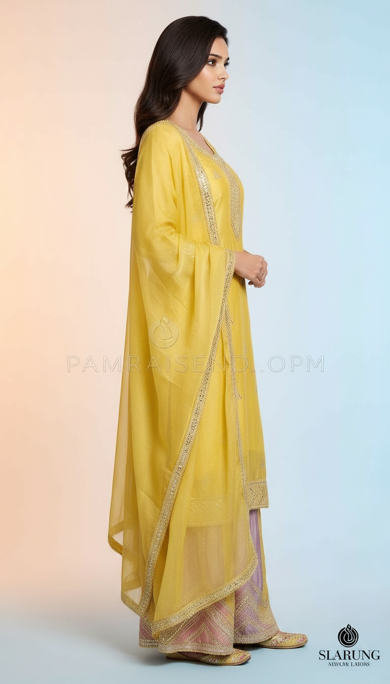 Heavy Embroidered With Mirror Work Elegant Partywear Flapper Suit - 9-D / SD0062 view 3