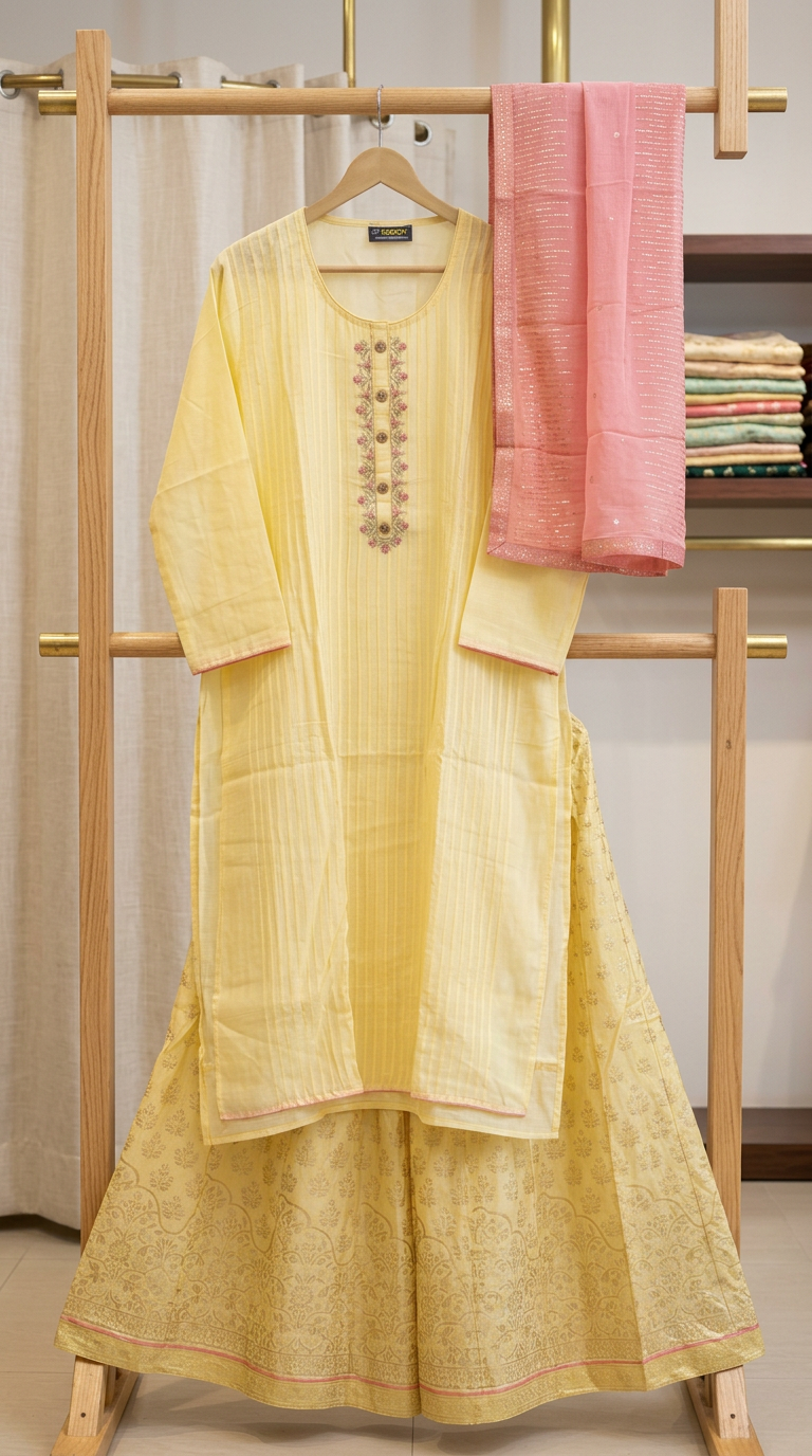 Heavy Embroidered Silk And Jacquard  Flapper Suit - Light Yellow SS13 - A \ HC001673 view 6