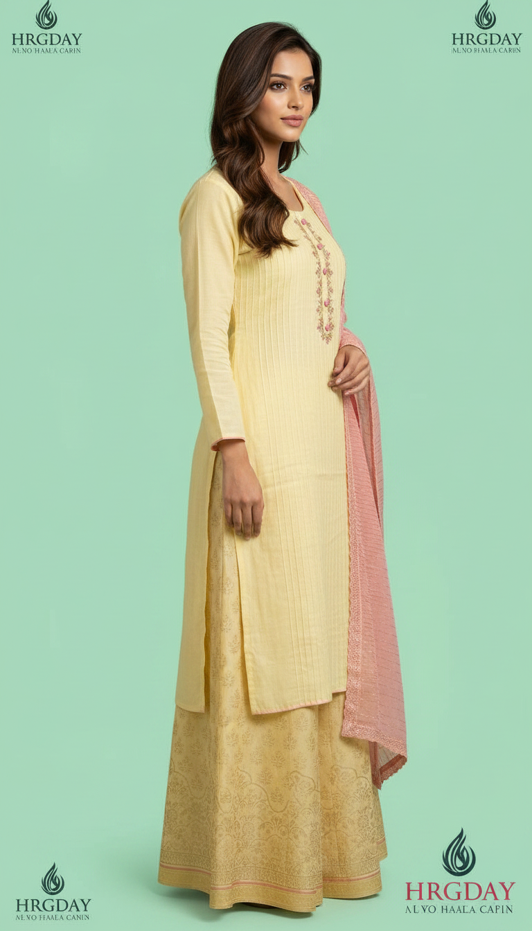 Heavy Embroidered Silk And Jacquard  Flapper Suit - Light Yellow SS13 - A \ HC001673 view 4